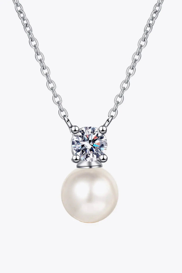 925 Sterling Silver Freshwater Pearl Moissanite Necklace LOVCIA