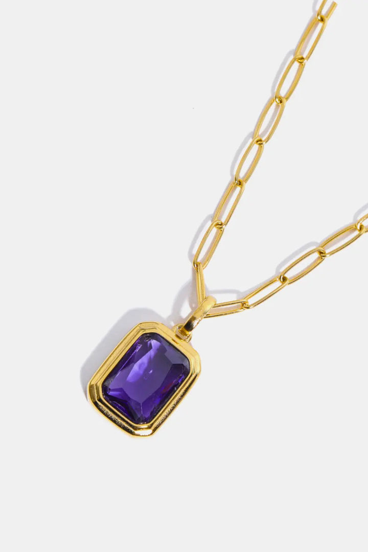 Zircon 18K Gold-Plated Geometrical Shape Pendant Necklace LOVCIA