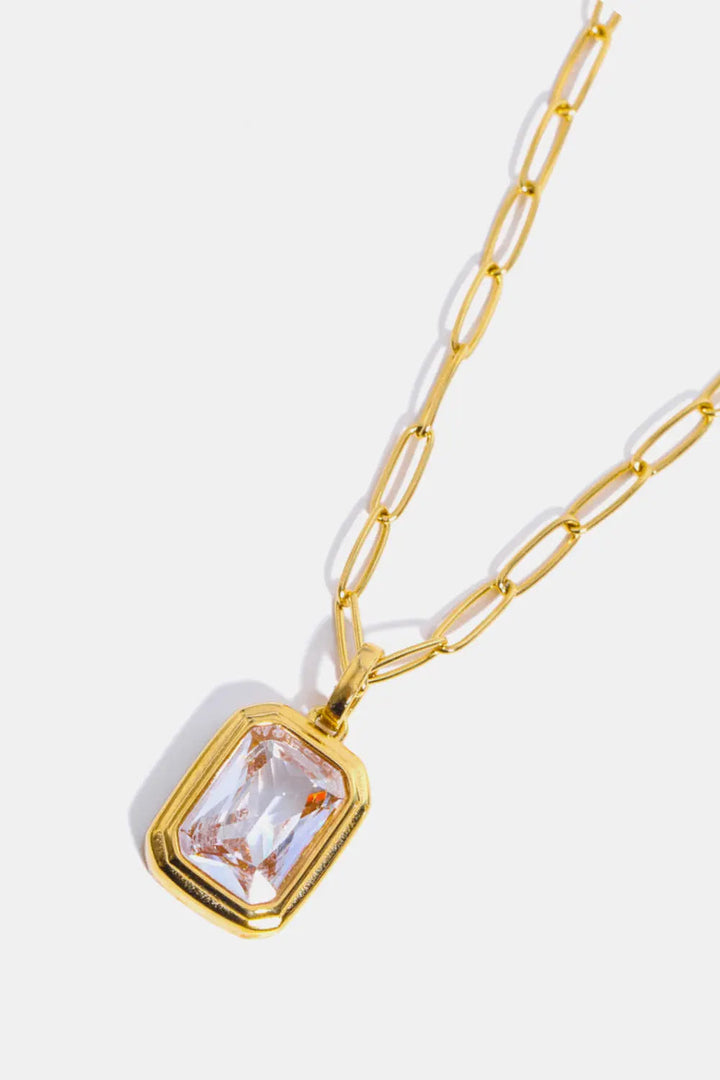 Zircon 18K Gold-Plated Geometrical Shape Pendant Necklace LOVCIA