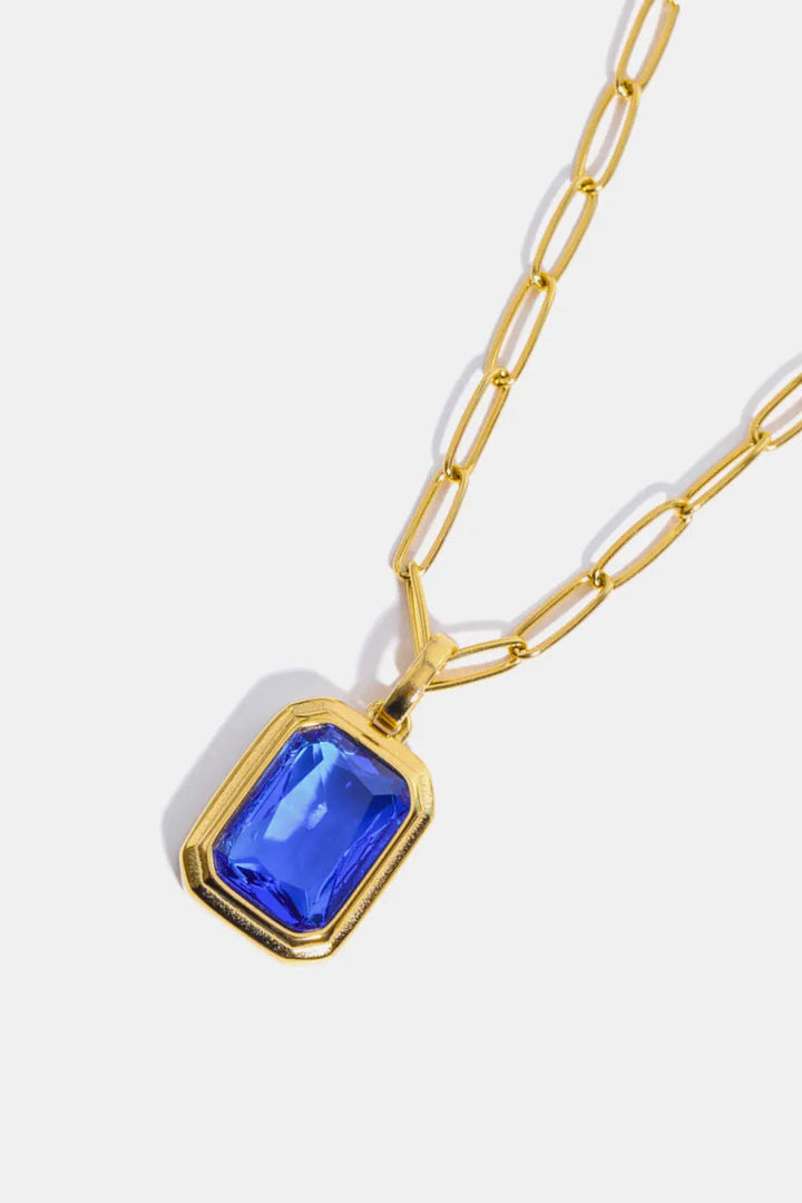 Zircon 18K Gold-Plated Geometrical Shape Pendant Necklace LOVCIA