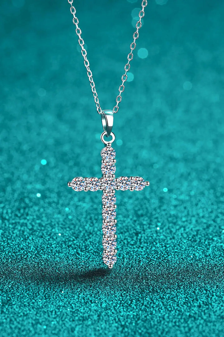 LOVCIA Adored 925 Sterling Silver Cross Moissanite Necklace