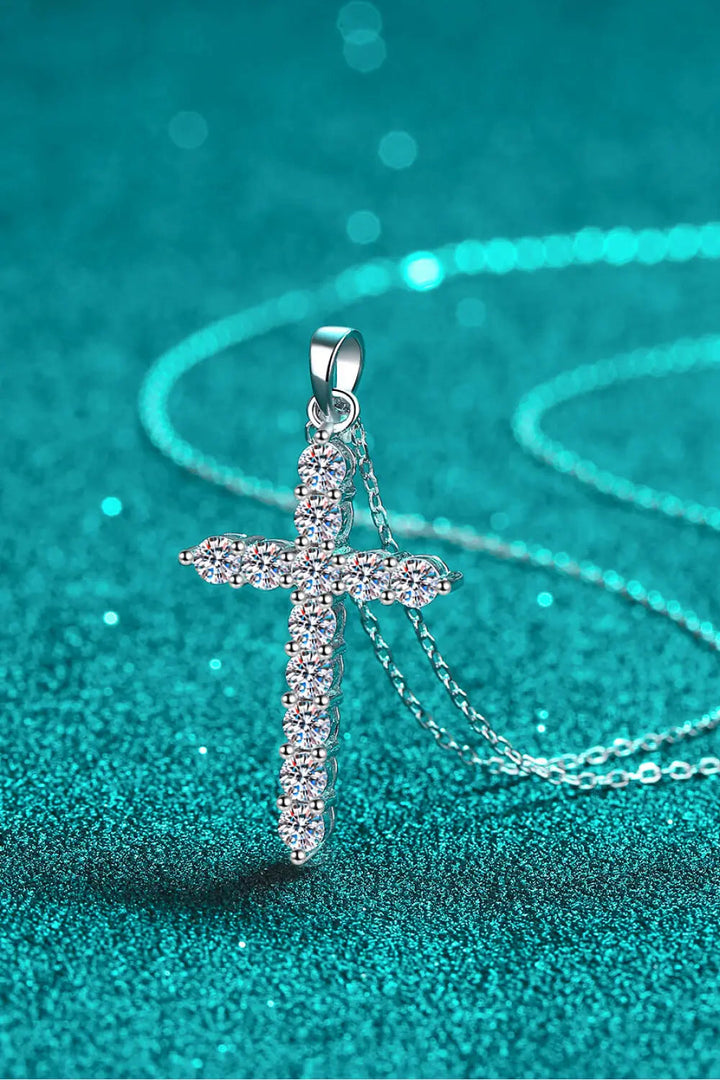 LOVCIA Adored 925 Sterling Silver Cross Moissanite Necklace