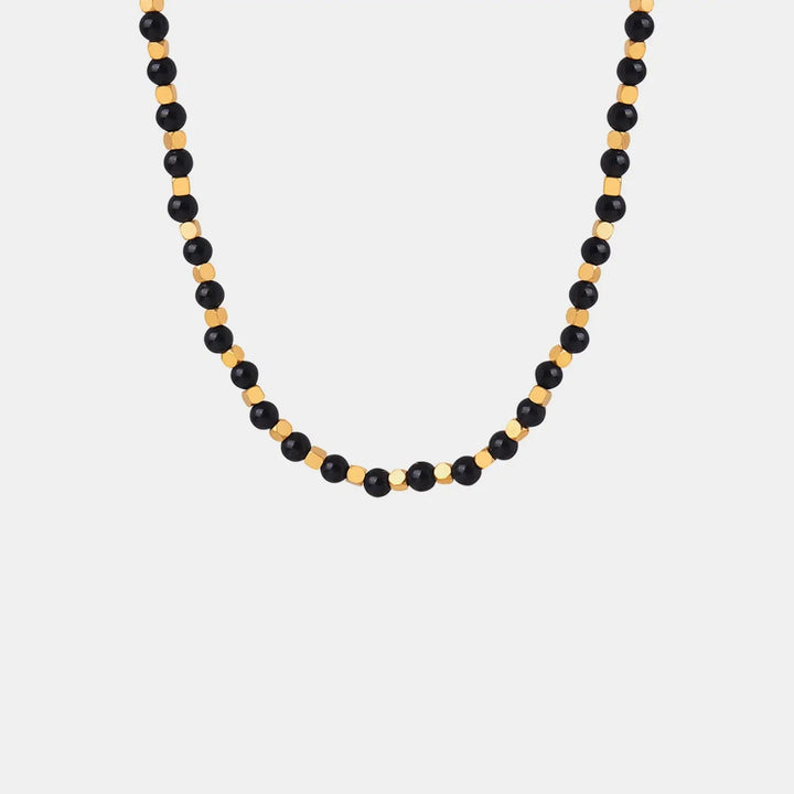 LOVCIA Agate Beaded Titanium Steel Necklace