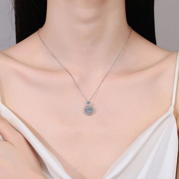 1 Carat Moissanite 925 Sterling Silver Necklace LOVCIA