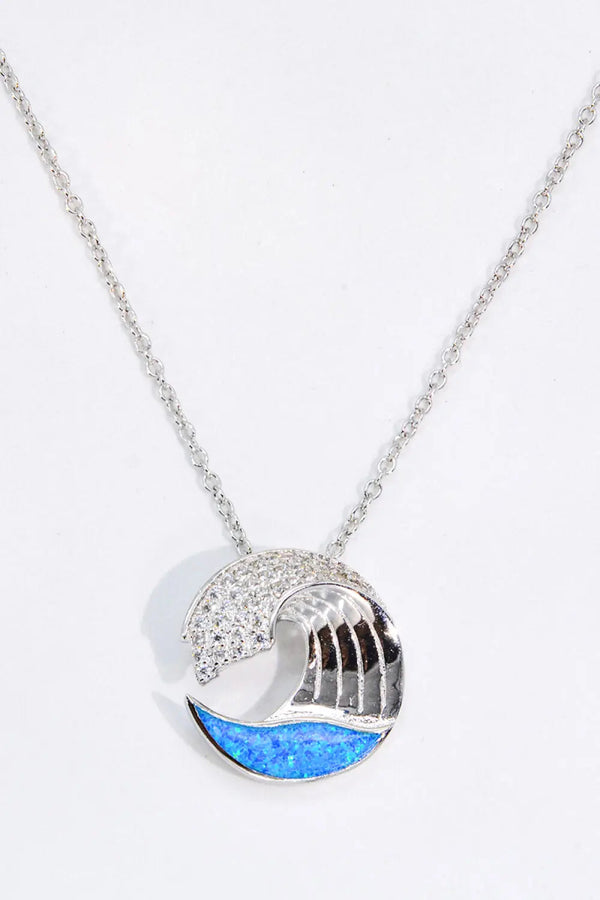 LOVCIA Opal and Zircon Wave Pendant Necklace