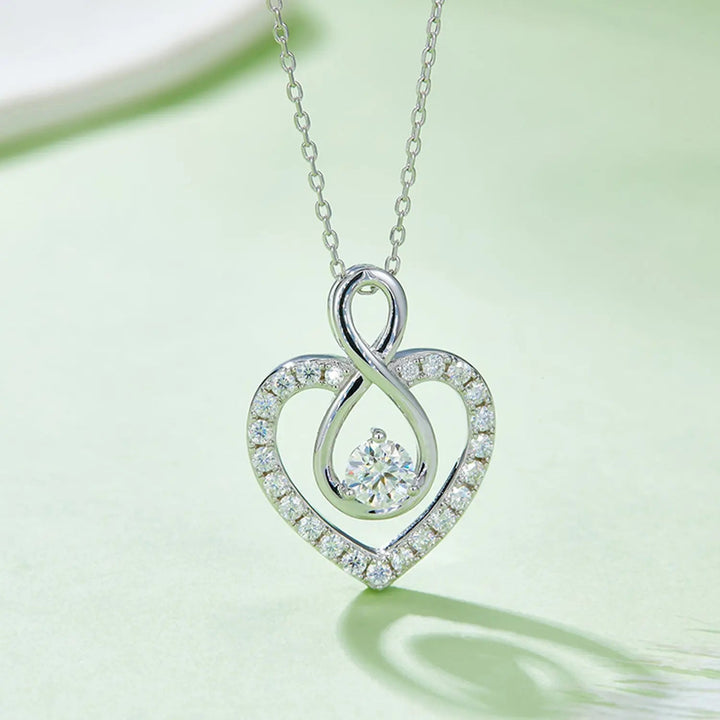 1 Carat Moissanite 925 Sterling Silver Heart Shape Necklace LOVCIA