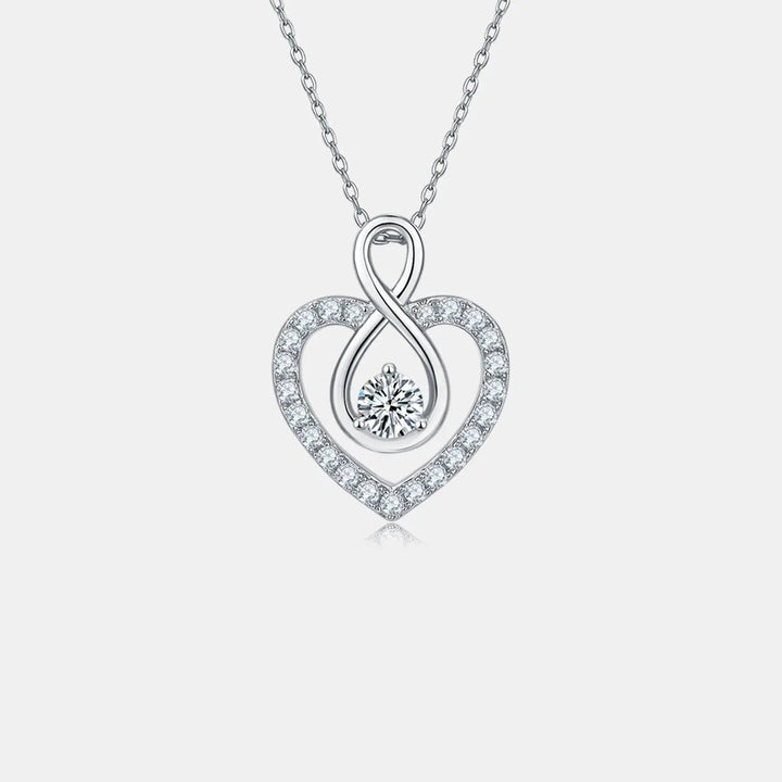 1 Carat Moissanite 925 Sterling Silver Heart Shape Necklace LOVCIA