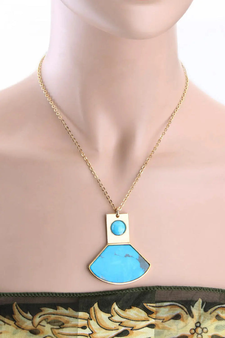 18K Gold Plated Turquoise Pendant Necklace LOVCIA