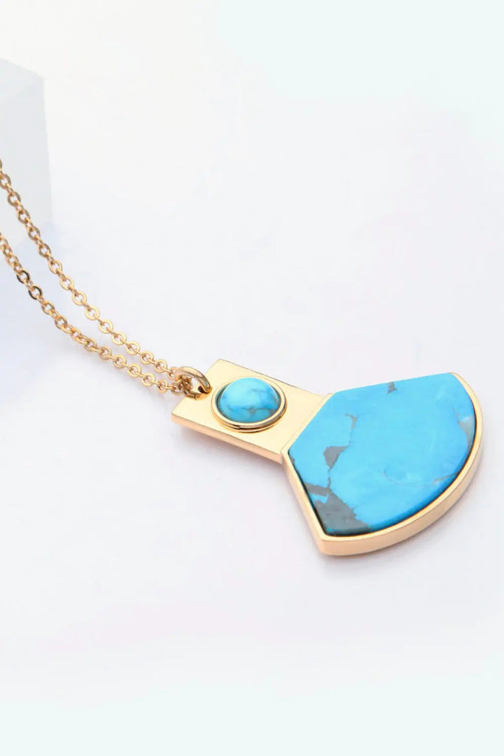 18K Gold Plated Turquoise Pendant Necklace LOVCIA