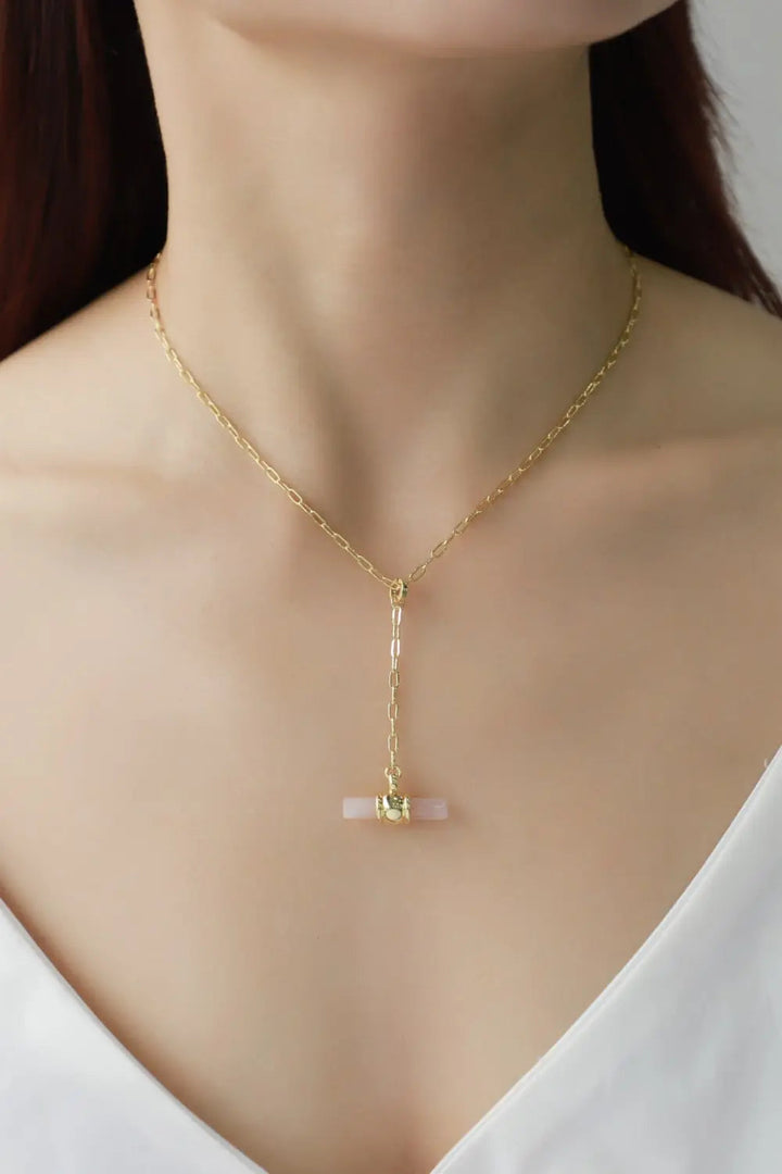 LOVCIA Gold-Plated Bar Pendant OT Chain Necklace