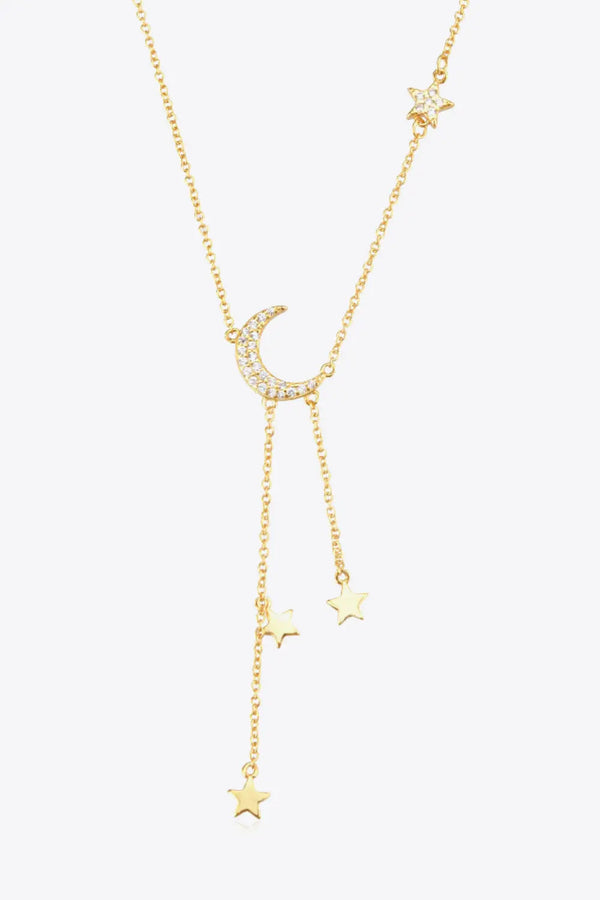 LOVCIA Inlaid Zircon Star and Moon Necklace