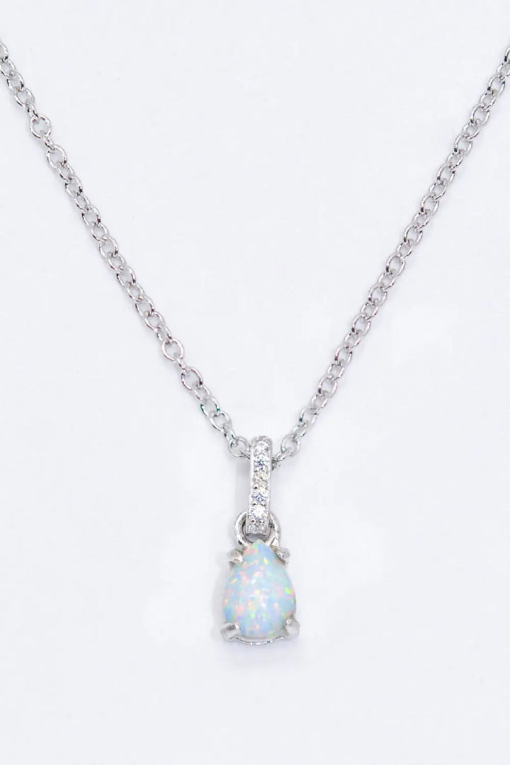 LOVCIA Opal Pendant 925 Sterling Silver Chain-Link Necklace