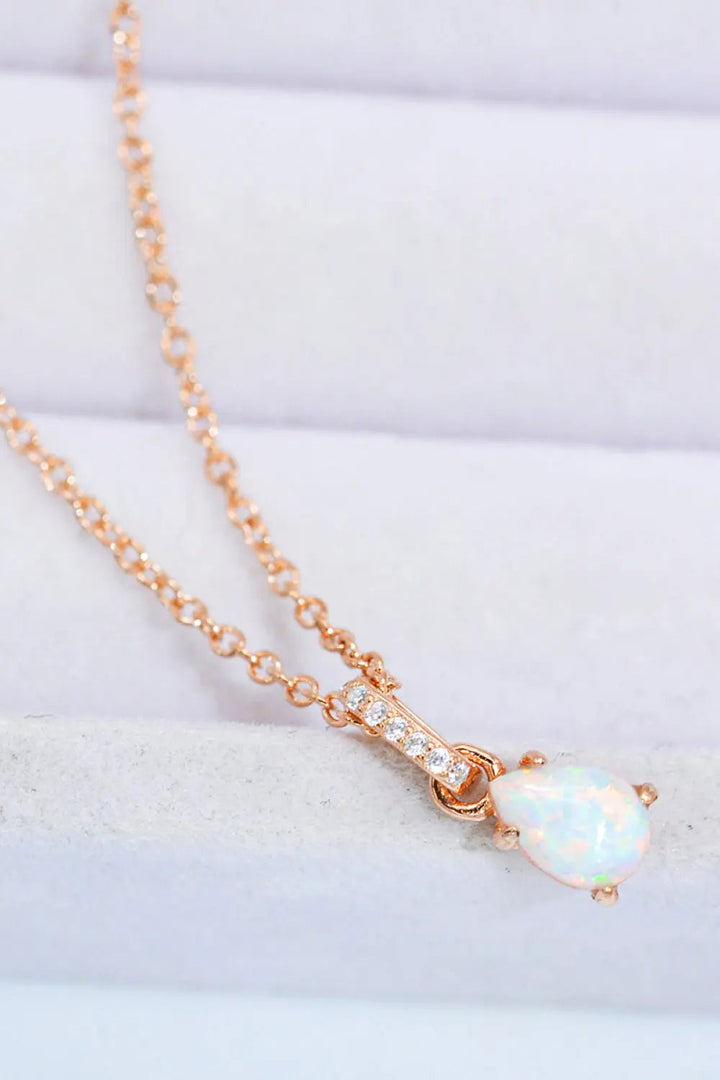 LOVCIA Opal Pendant 925 Sterling Silver Chain-Link Necklace