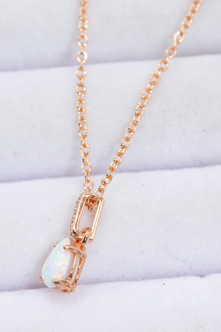 LOVCIA Opal Pendant 925 Sterling Silver Chain-Link Necklace