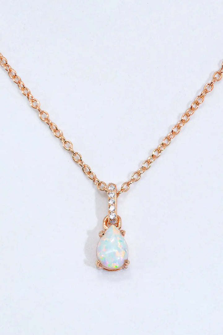 LOVCIA Opal Pendant 925 Sterling Silver Chain-Link Necklace