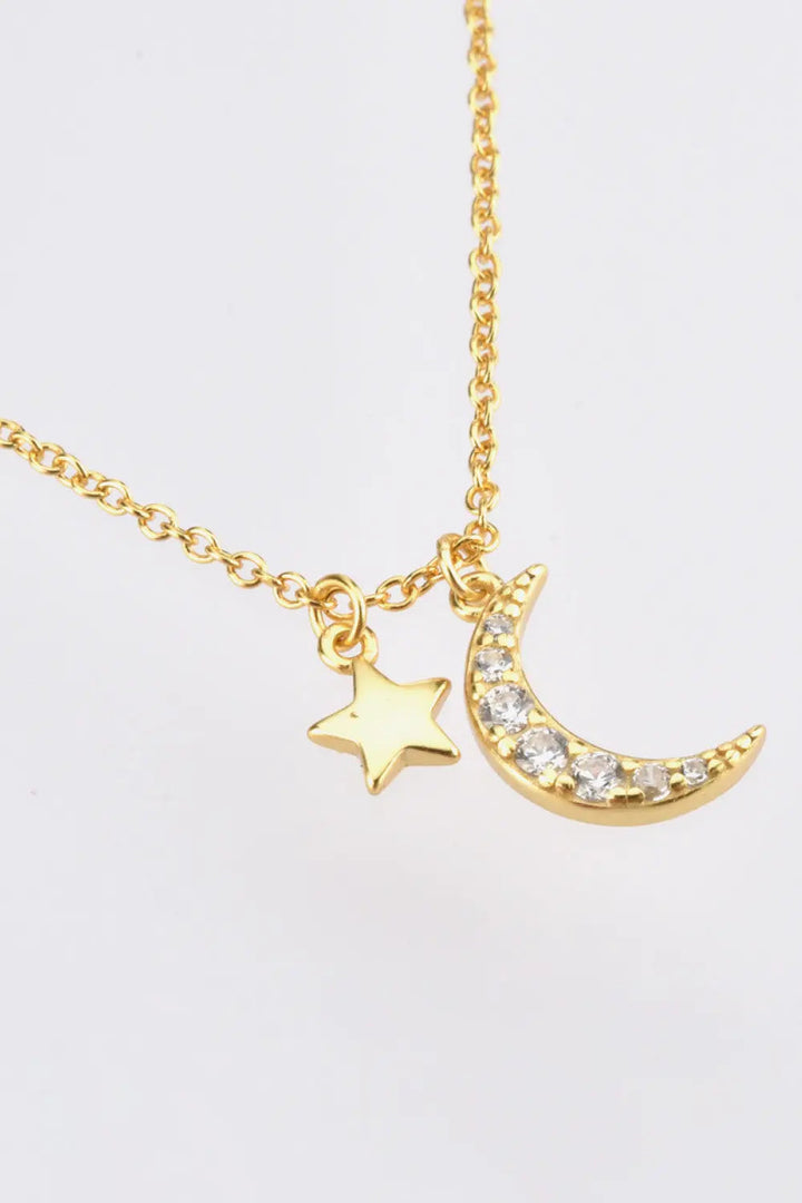 Zircon Star and Moon Pendant Necklace LOVCIA