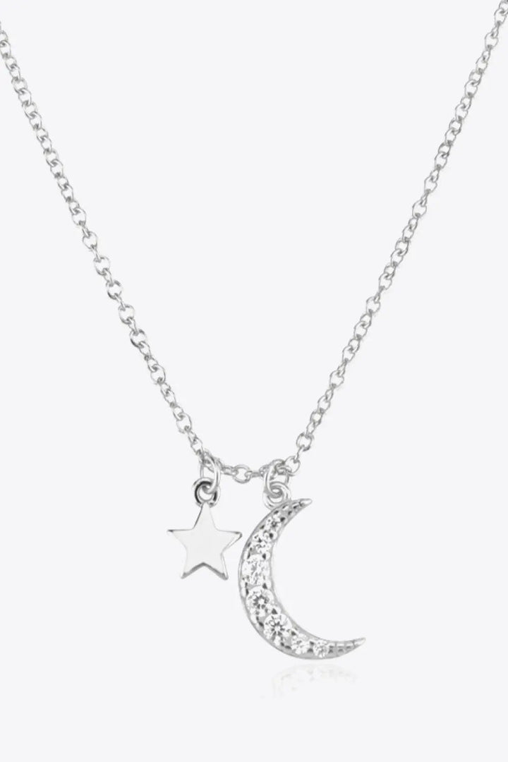 Zircon Star and Moon Pendant Necklace LOVCIA