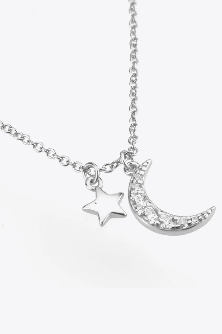 Zircon Star and Moon Pendant Necklace LOVCIA