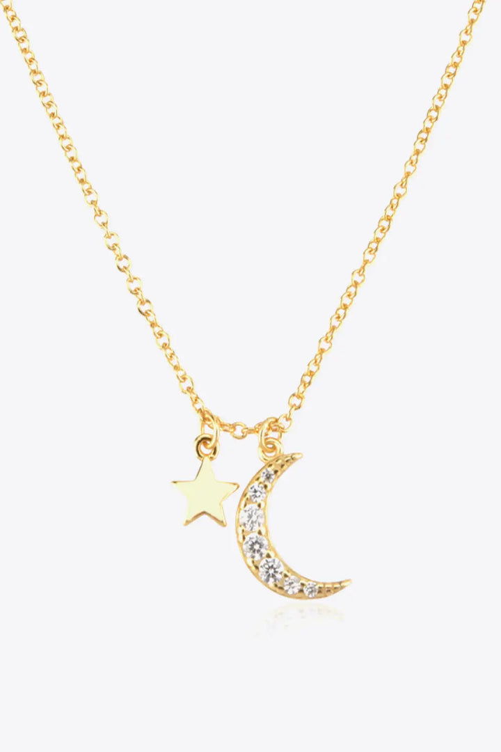 Zircon Star and Moon Pendant Necklace LOVCIA