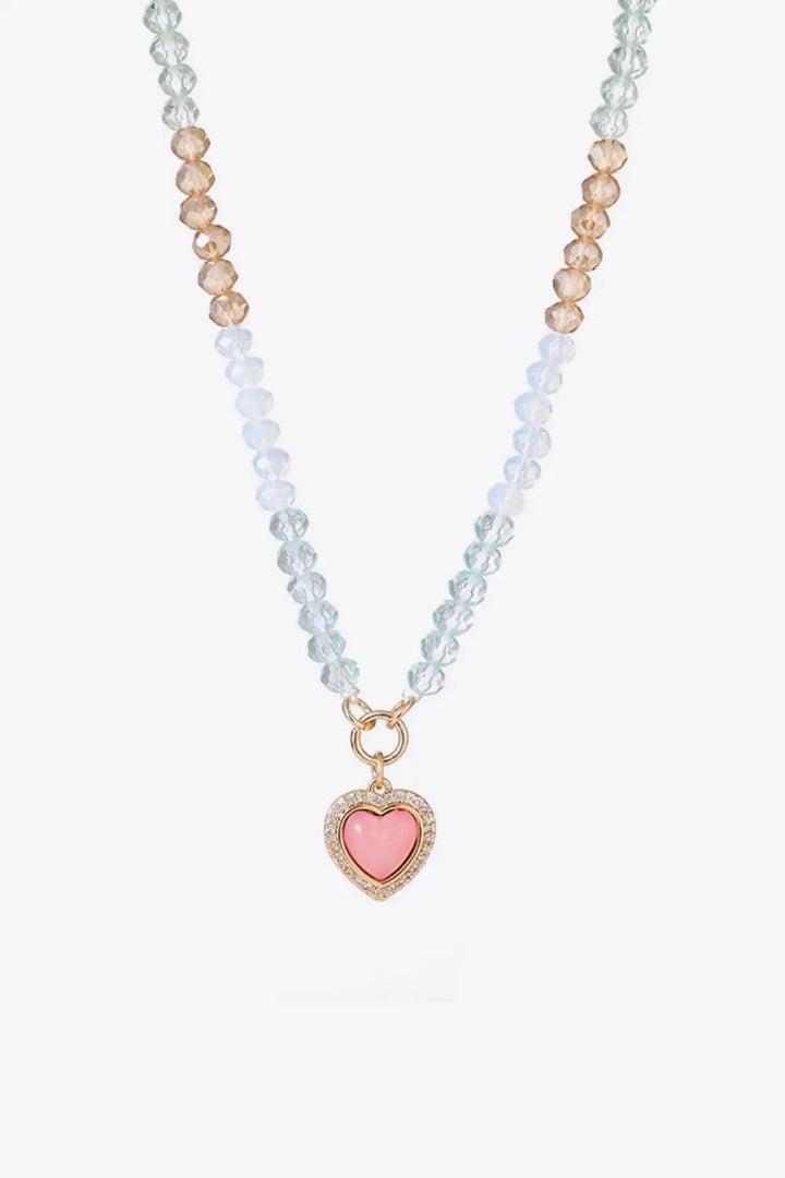 LOVCIA Heart Pendant Beaded Necklace