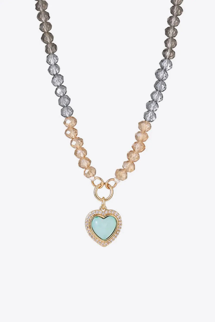 LOVCIA Heart Pendant Beaded Necklace