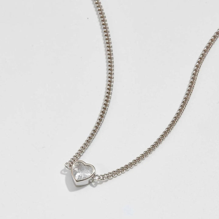 LOVCIA Heart Inlaid Zircon 925 Sterling Silver Necklace