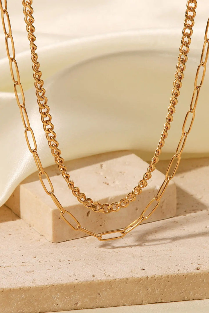 LOVCIA 18K Gold Plated Layered Chain Necklace