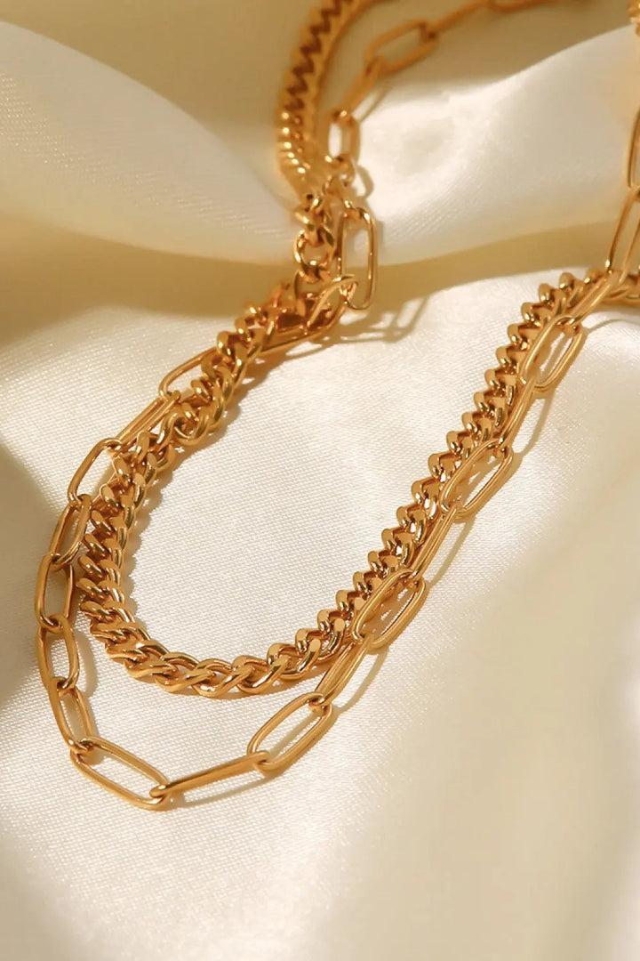 LOVCIA 18K Gold Plated Layered Chain Necklace