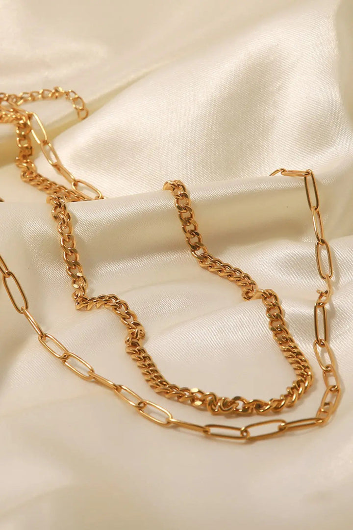 LOVCIA 18K Gold Plated Layered Chain Necklace