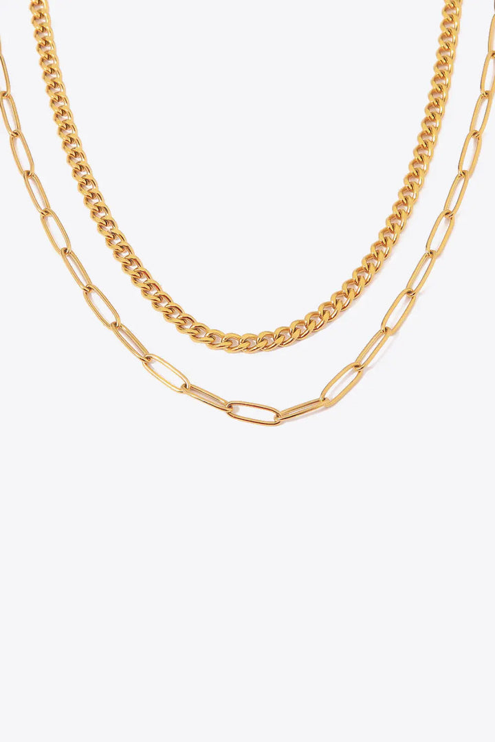 LOVCIA 18K Gold Plated Layered Chain Necklace