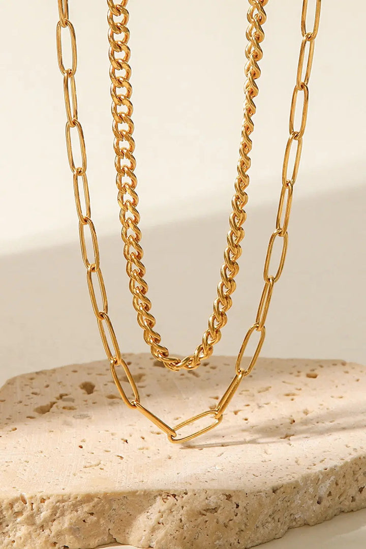 LOVCIA 18K Gold Plated Layered Chain Necklace