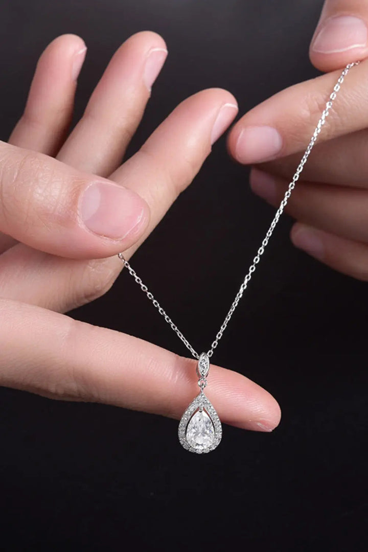 1.5 Carat Moissanite 925 Sterling Silver Teardrop Necklace LOVCIA