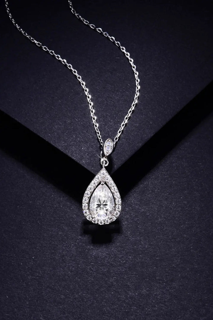 1.5 Carat Moissanite 925 Sterling Silver Teardrop Necklace LOVCIA