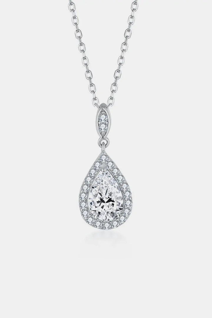 1.5 Carat Moissanite 925 Sterling Silver Teardrop Necklace LOVCIA