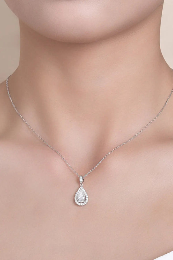 1.5 Carat Moissanite 925 Sterling Silver Teardrop Necklace LOVCIA