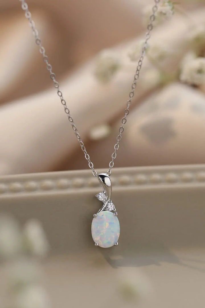 LOVCIA Opal Oval Pendant Chain Necklace