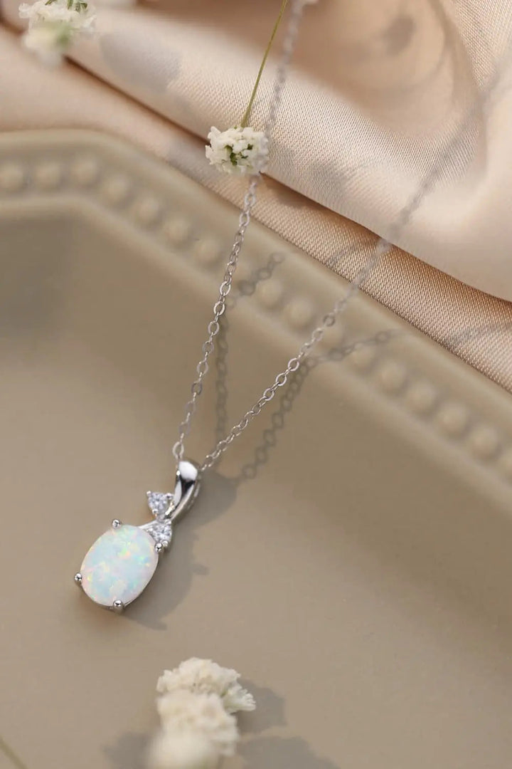 LOVCIA Opal Oval Pendant Chain Necklace