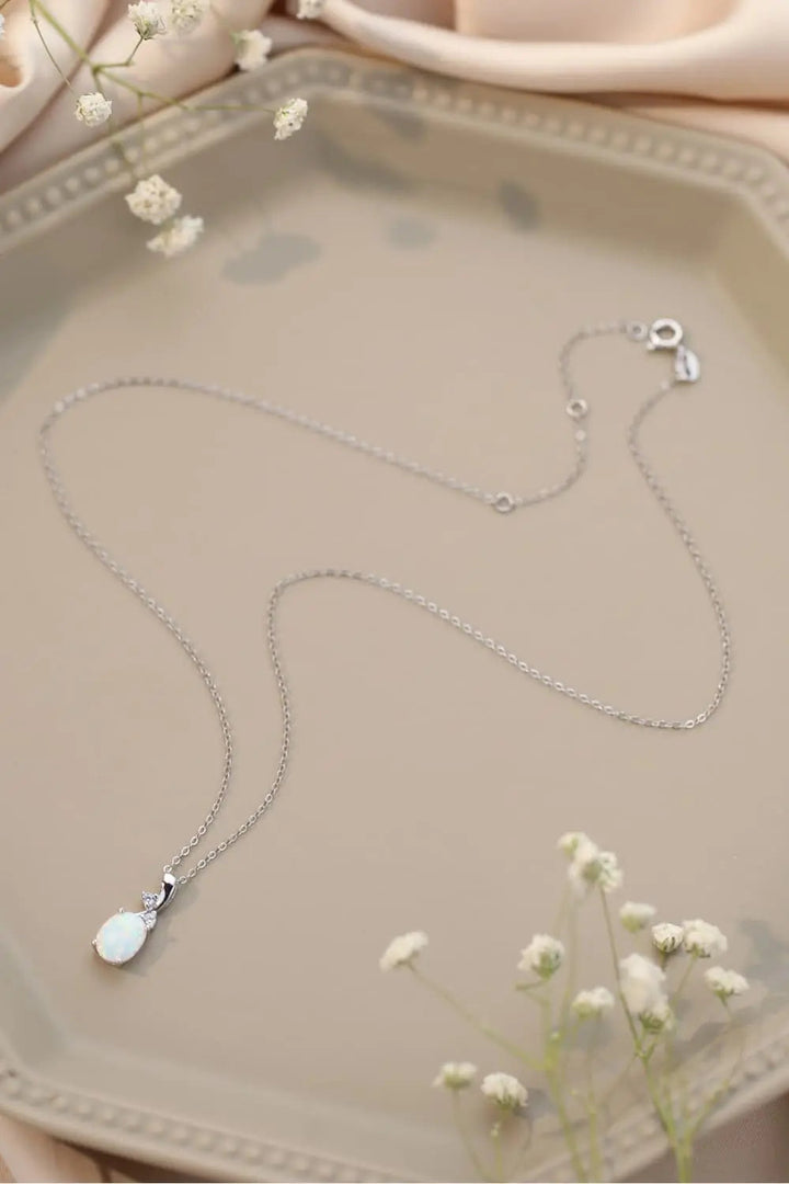 LOVCIA Opal Oval Pendant Chain Necklace