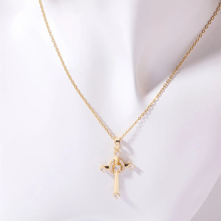 LOVCIA Stainless Steel Inlaid Zircon Cross Necklace