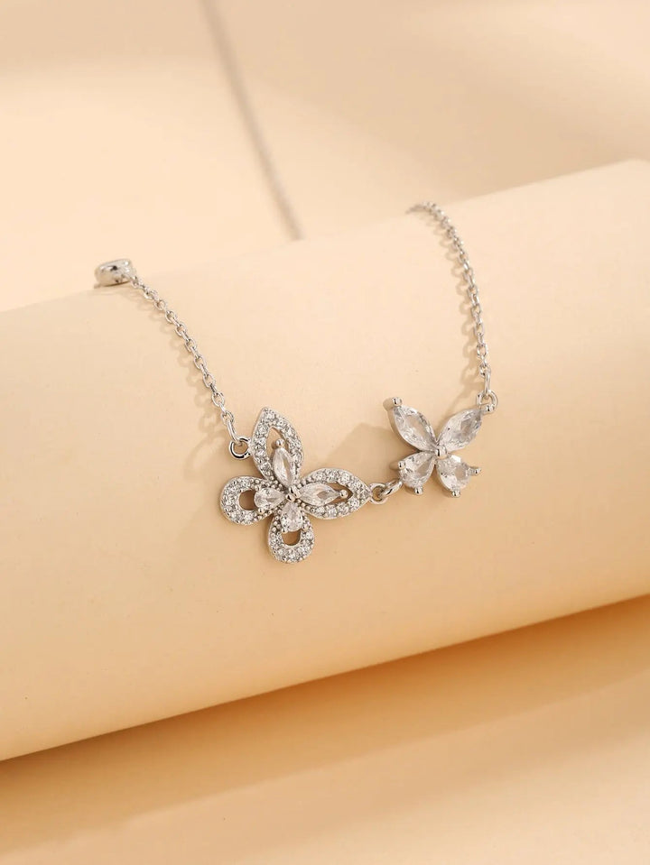 Zircon 925 Sterling Silver Butterfly Necklace LOVCIA