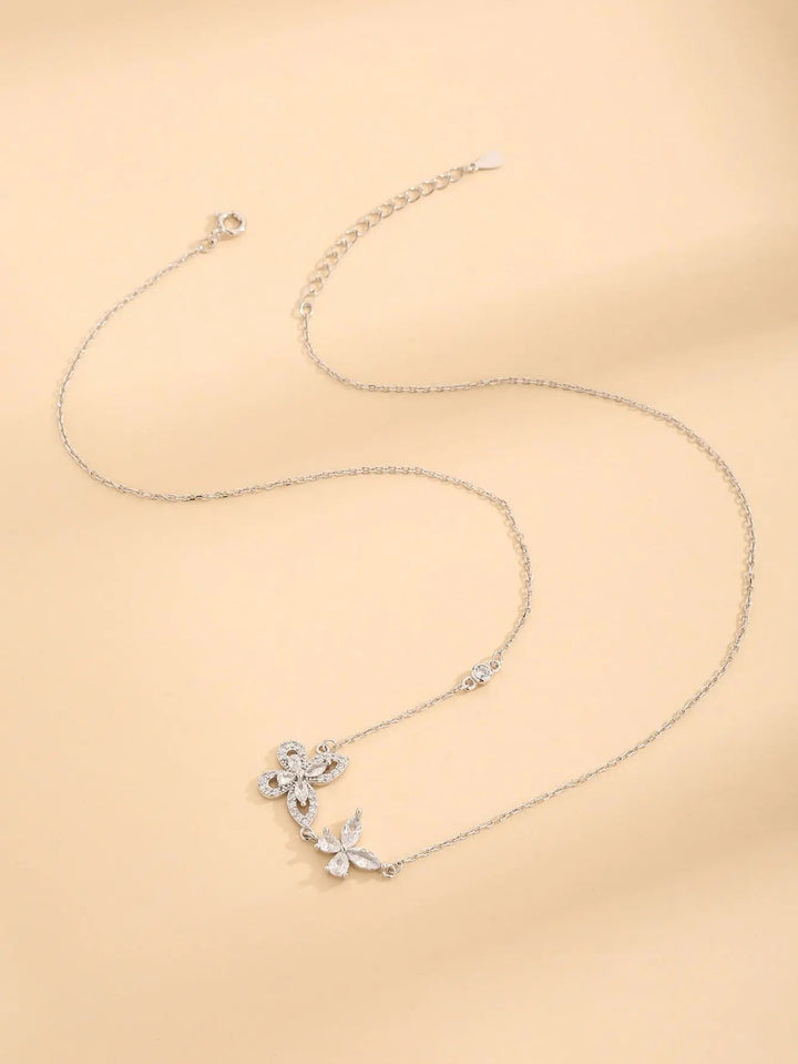 Zircon 925 Sterling Silver Butterfly Necklace LOVCIA