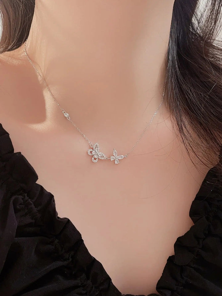 Zircon 925 Sterling Silver Butterfly Necklace LOVCIA