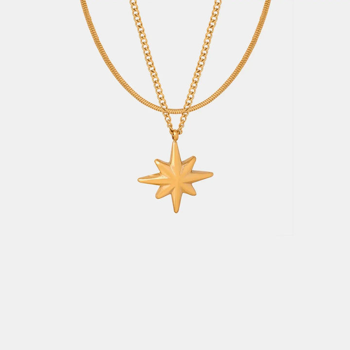 LOVCIA Star Pendant Double-Layered Titanium Steel Necklace