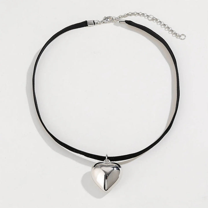 LOVCIA Heart Pendant Velvet Rope Choker Necklace