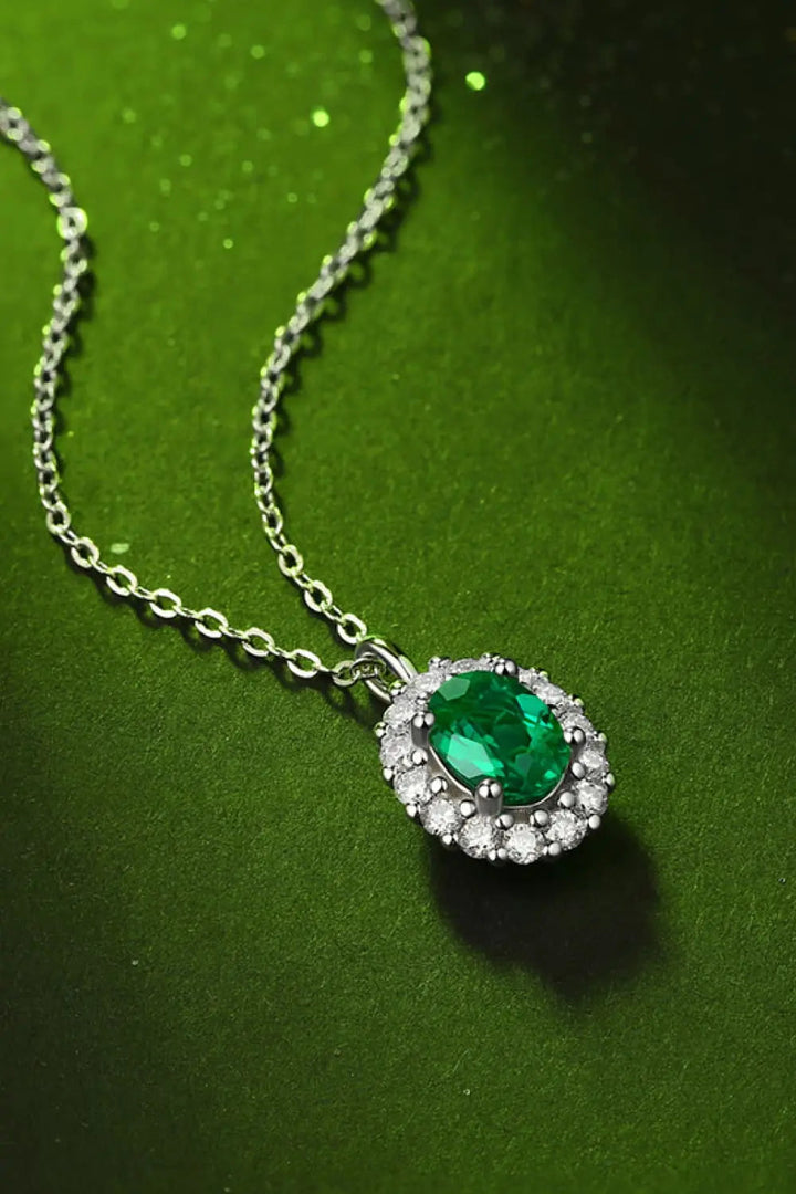 1.5 Carat Lab-Grown Emerald 925 Sterling Silver Necklace LOVCIA