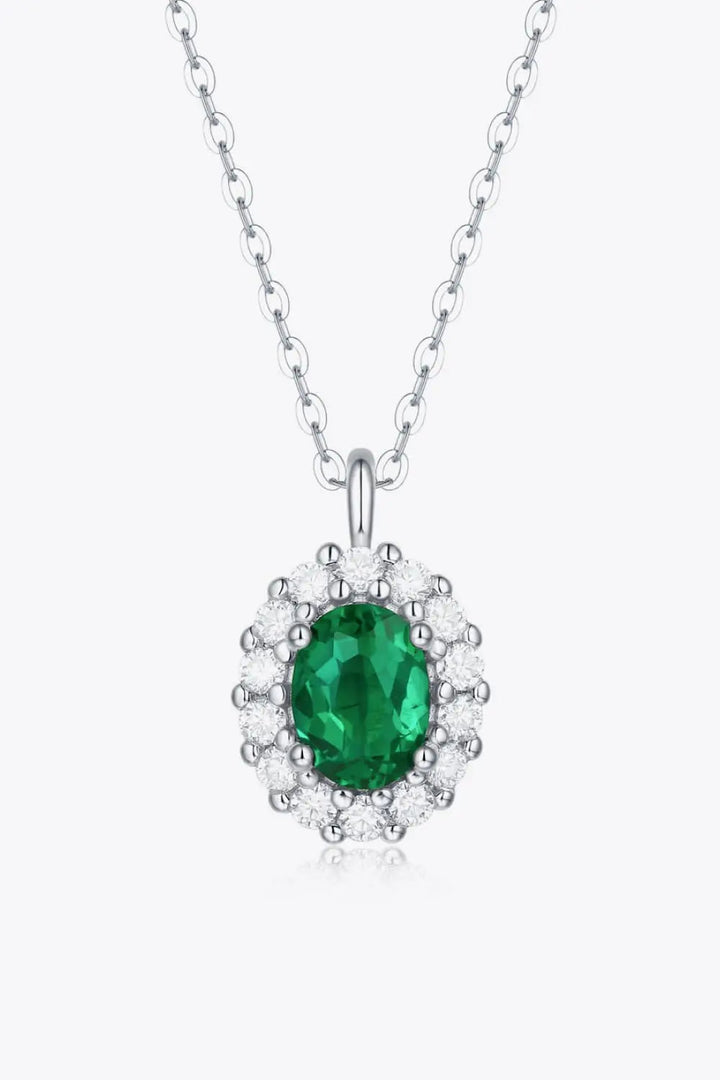 1.5 Carat Lab-Grown Emerald 925 Sterling Silver Necklace LOVCIA