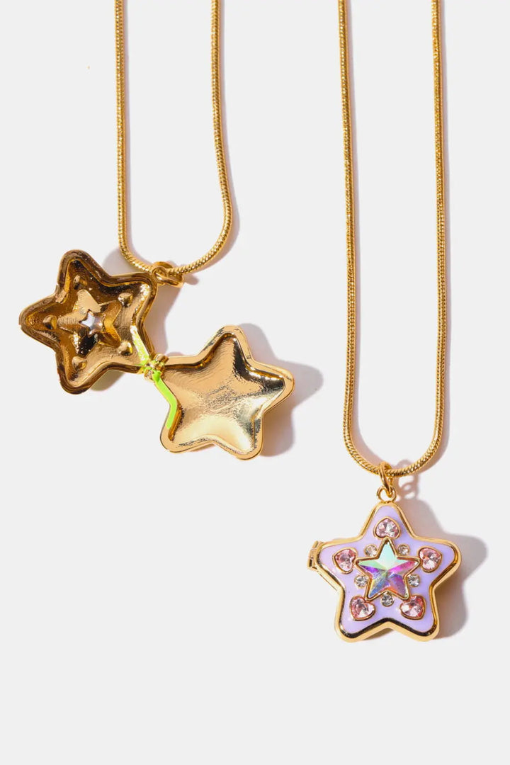 LOVCIA Rhinestone Decor Star Box Pendant Necklace