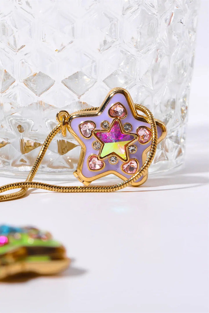 LOVCIA Rhinestone Decor Star Box Pendant Necklace