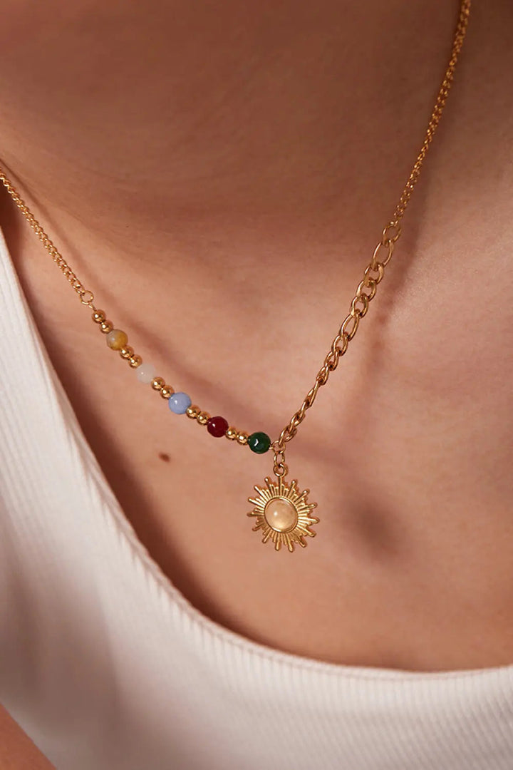 LOVCIA Opal Sun Shape Pendant Necklace