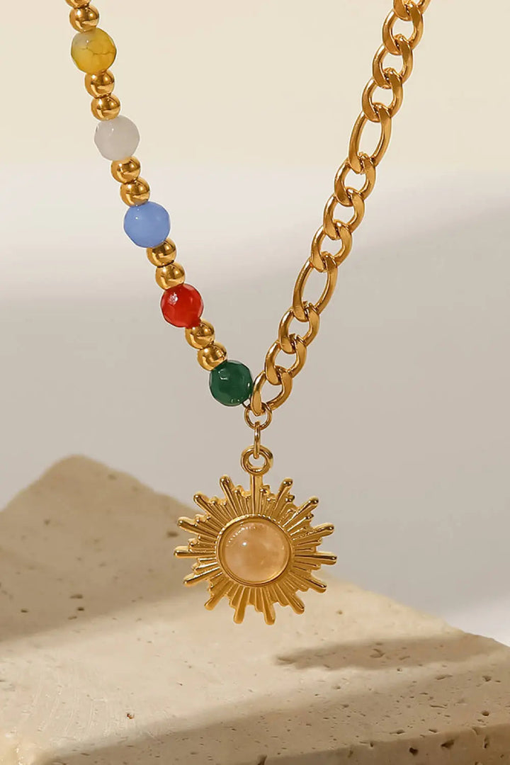 LOVCIA Opal Sun Shape Pendant Necklace